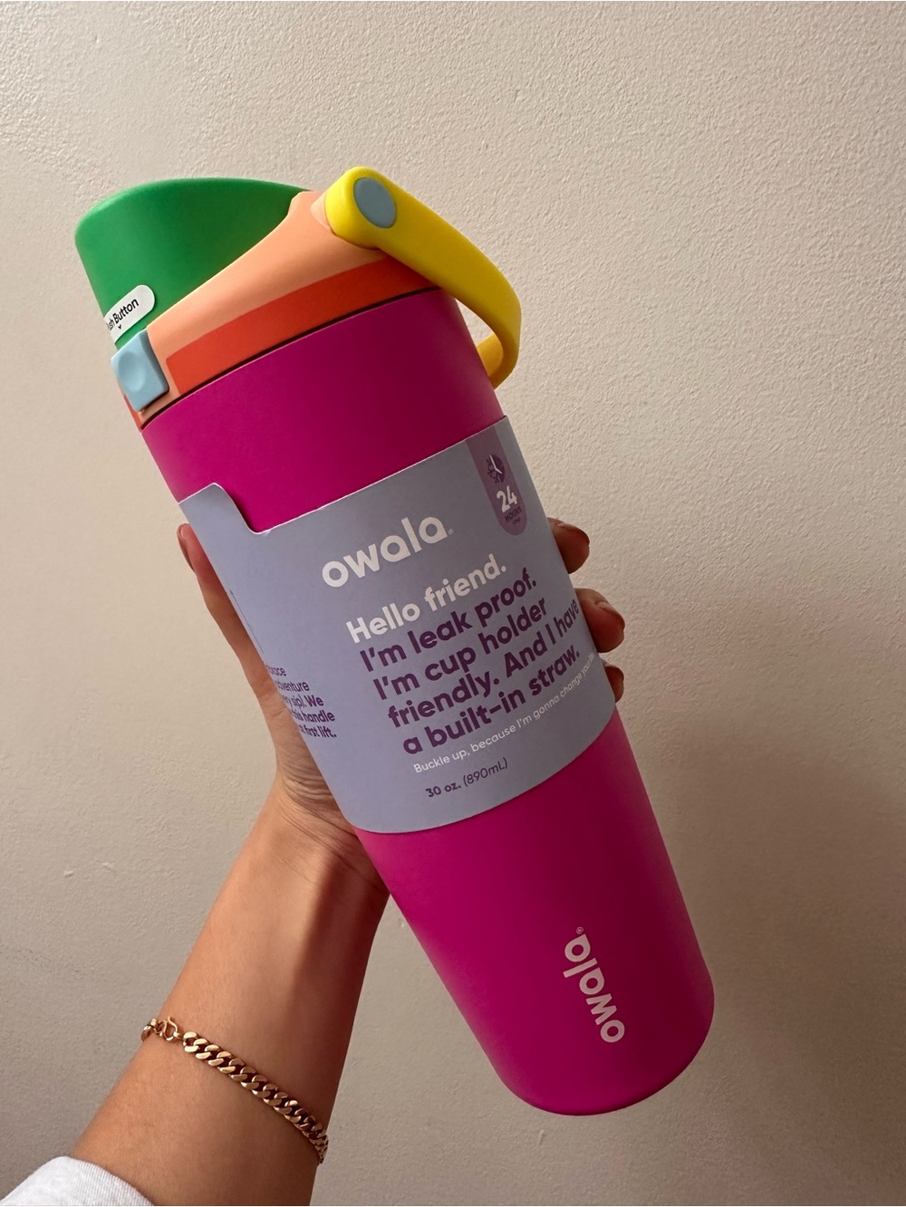 NEW shocking grape Owala w different lid